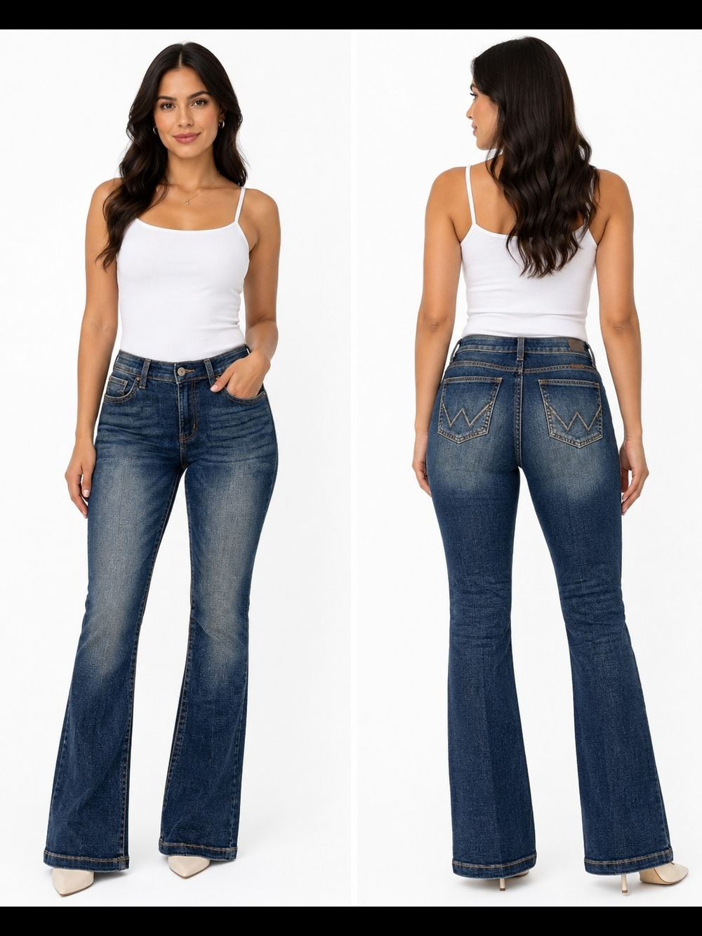 Wrangler Women's Dark Blue High-Rise Flare Jeans